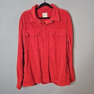 American Eagle Corduroy Shacket Mens‎ XXL Shirt Jacket Solid Red Casual Colorful